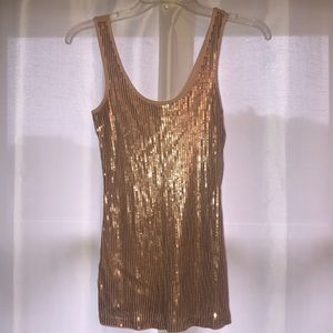 Pink blush rose gold sequin tank top